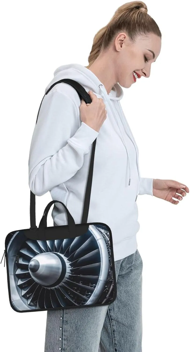Laptop Sleeve Bag Shockproof Notebook Case Jet Engine Computer Carrying Case with Shoulder Strap