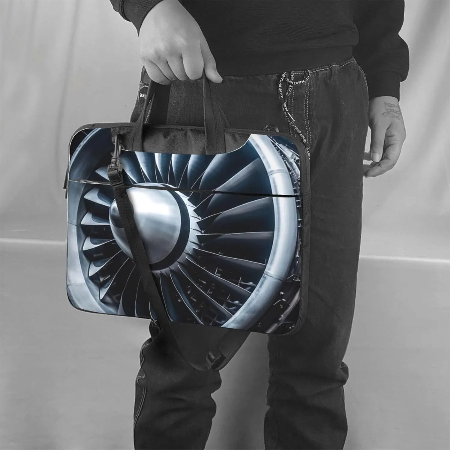 Laptop Sleeve Bag Shockproof Notebook Case Jet Engine Computer Carrying Case with Shoulder Strap