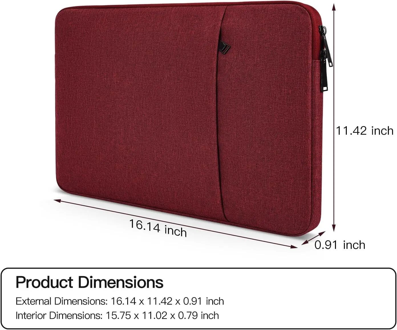 Laptop Sleeve Case 15.6 16.1 inch Computer Bag for HP Dell Lenovo Acer ASUS 15.6 16 inch Notebook, Water-Resistant Laptop Carrying Bag Cover Briefcase Handbag with Accessory Pocket -Wine Red