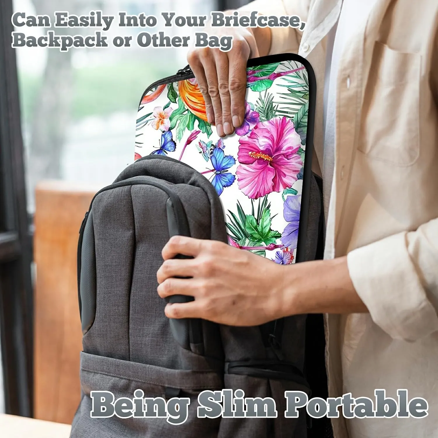 Laptop Sleeve Case Bag 13 inch, Tropical Crane Slim Carrying Case Durable Handbag Travel Laptop Bag for 13 inch MacBook Air M3/M2/Pro M2/ 13" iPad Pro/Air M4/M2 2024
