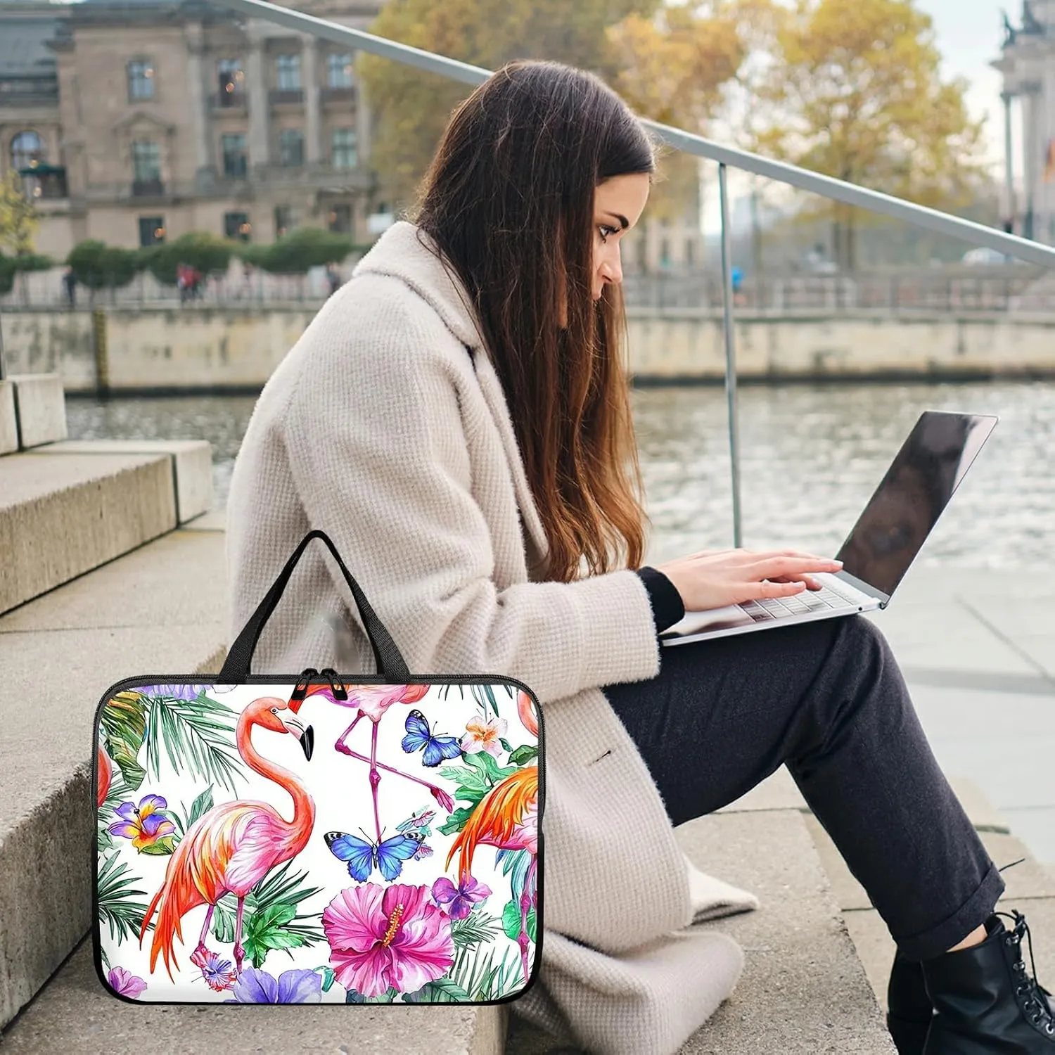 Laptop Sleeve Case Bag 13 inch, Tropical Crane Slim Carrying Case Durable Handbag Travel Laptop Bag for 13 inch MacBook Air M3/M2/Pro M2/ 13" iPad Pro/Air M4/M2 2024
