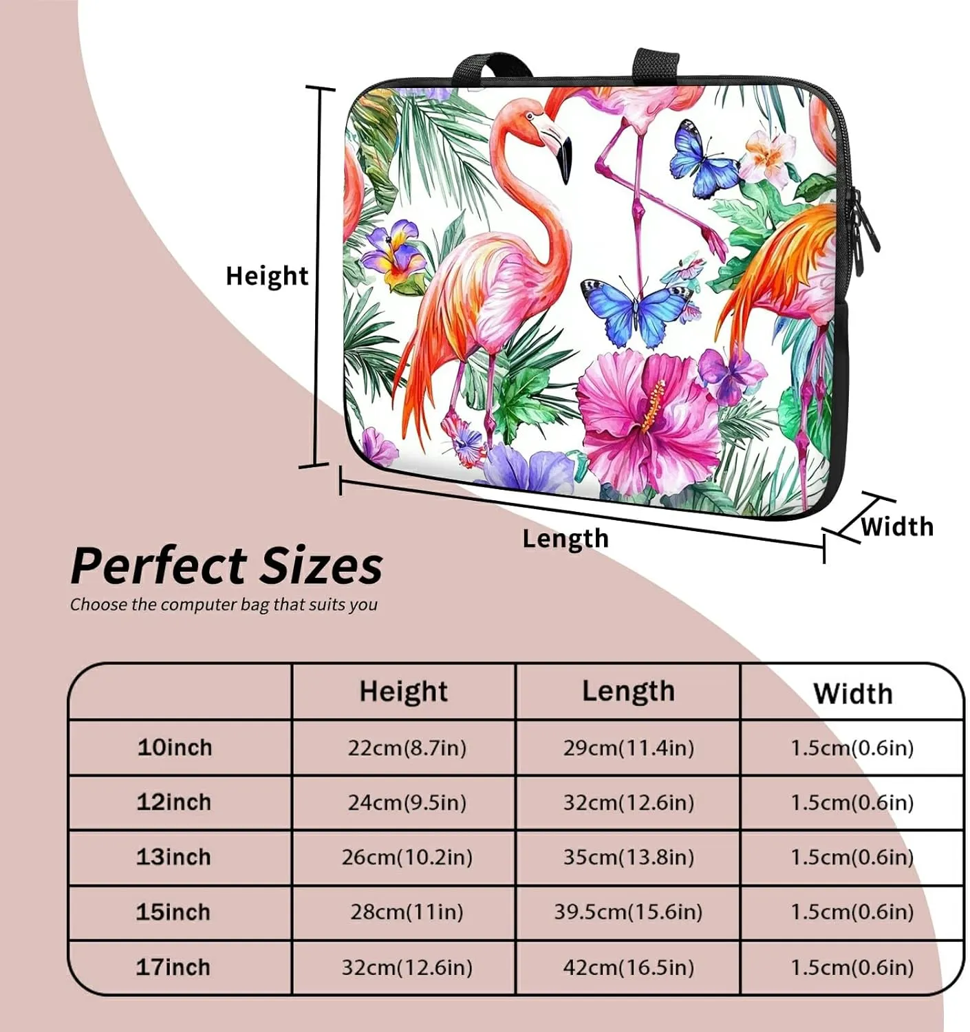 Laptop Sleeve Case Bag 13 inch, Tropical Crane Slim Carrying Case Durable Handbag Travel Laptop Bag for 13 inch MacBook Air M3/M2/Pro M2/ 13" iPad Pro/Air M4/M2 2024