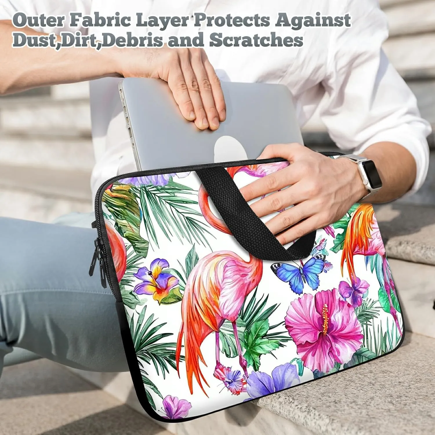 Laptop Sleeve Case Bag 13 inch, Tropical Crane Slim Carrying Case Durable Handbag Travel Laptop Bag for 13 inch MacBook Air M3/M2/Pro M2/ 13" iPad Pro/Air M4/M2 2024
