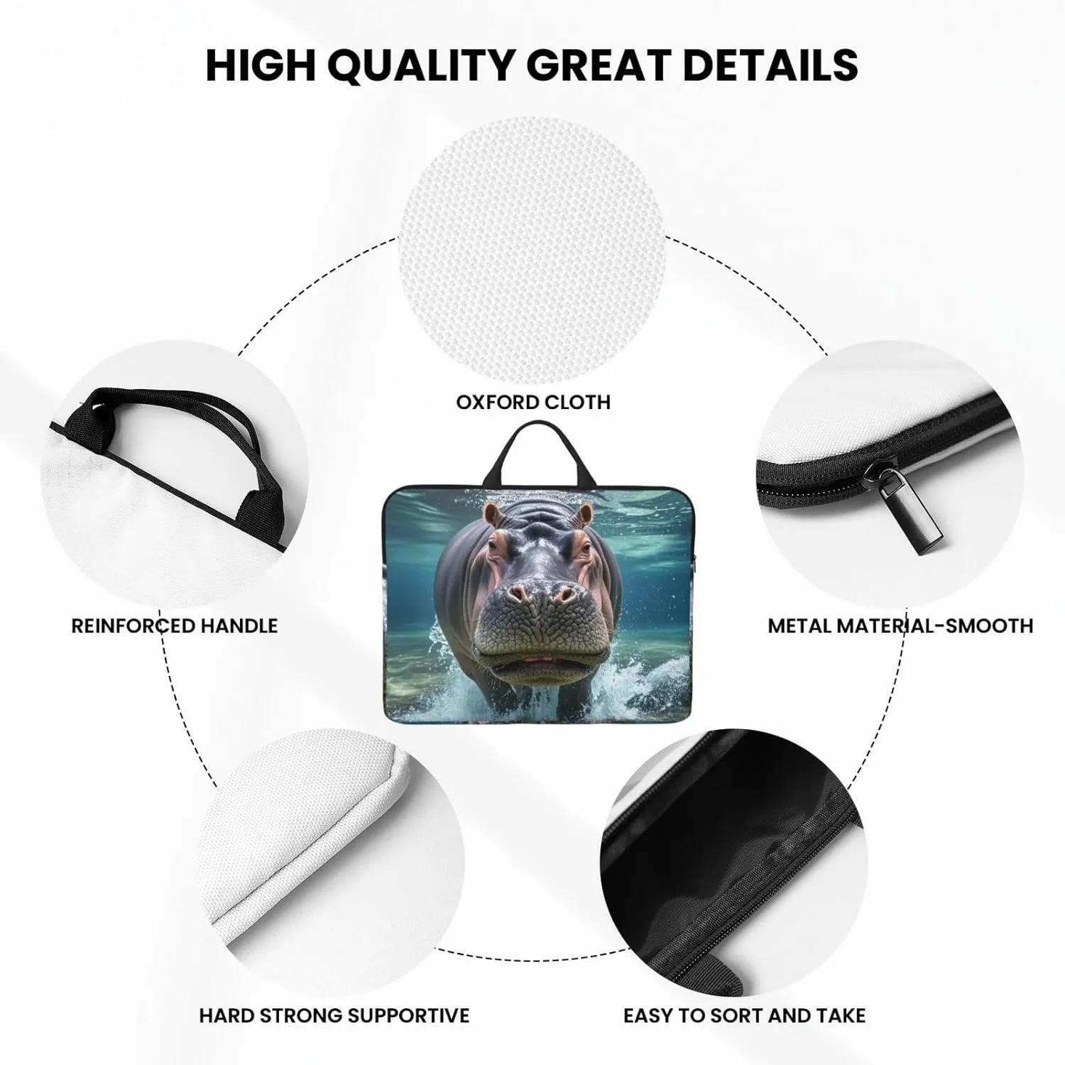 Laptop Sleeve Case One Size Shockproof Protective Notebook Case Diving Hippo Laptop Bag Traveling Computer Cover