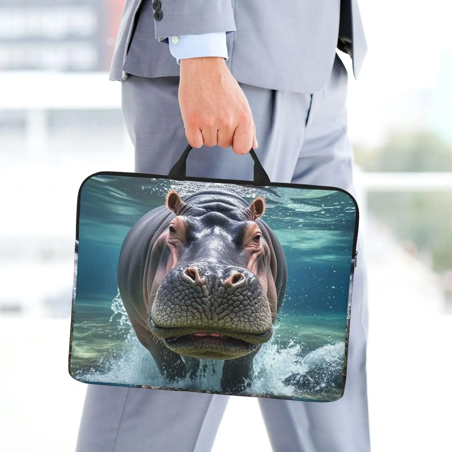 Laptop Sleeve Case One Size Shockproof Protective Notebook Case Diving Hippo Laptop Bag Traveling Computer Cover