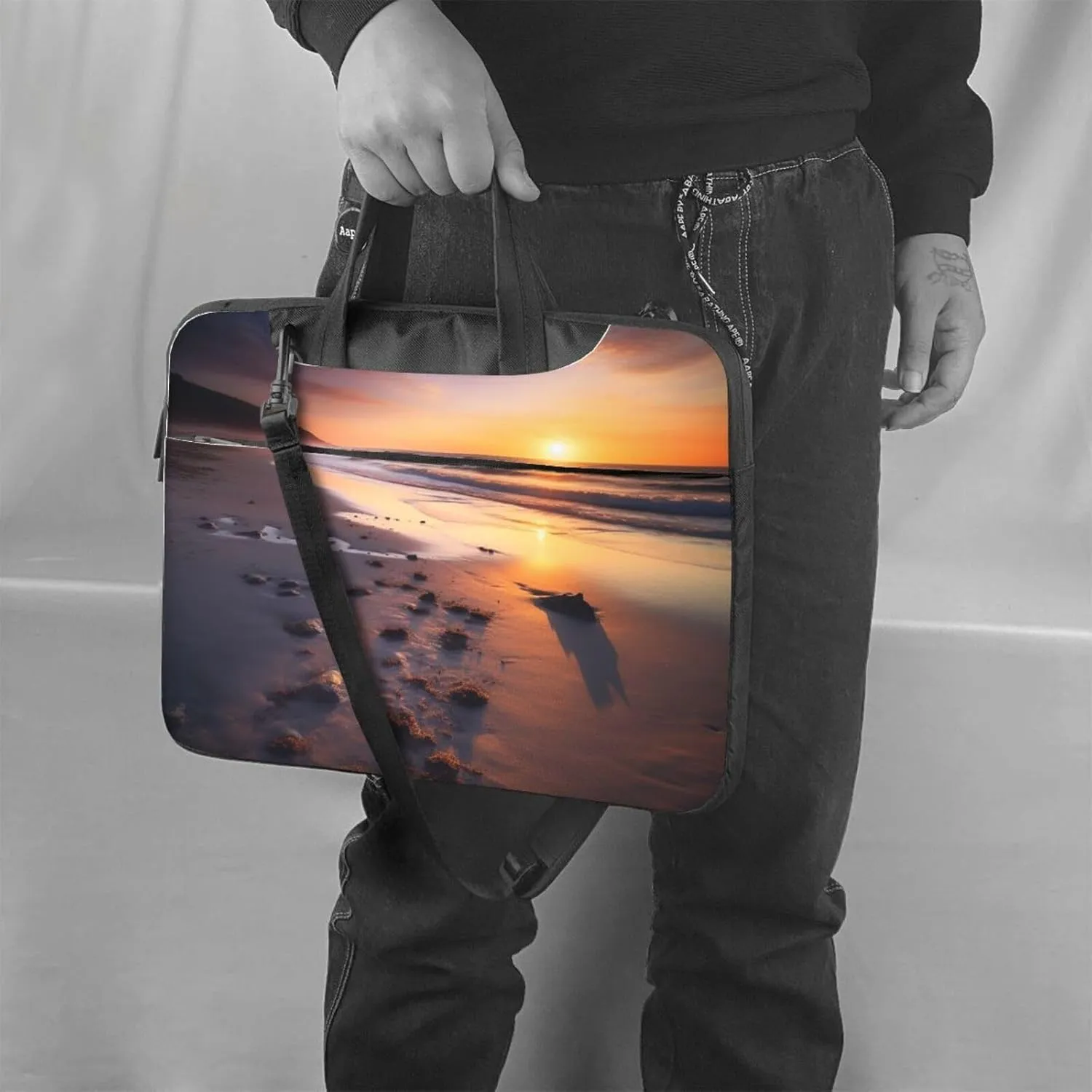 Laptop Tote Bag Men Women Sun Rise On The Beach Shoulder Laptop Sleeve Briefcase Messenger Computer Bag