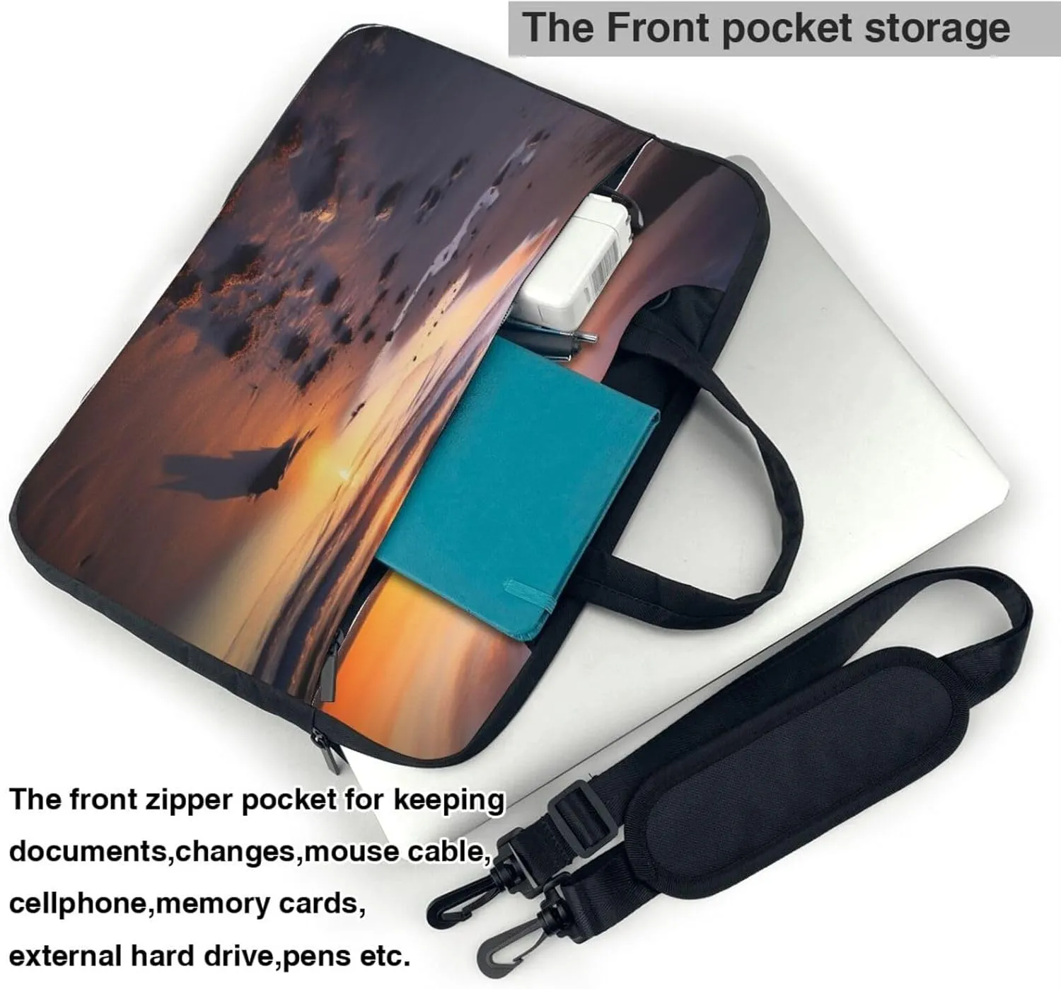 Laptop Tote Bag Men Women Sun Rise On The Beach Shoulder Laptop Sleeve Briefcase Messenger Computer Bag