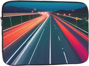 Late Night Highway Prints Portable Laptop Sleeve Case - Shockproof Portable Laptop Sleeve Bag 17 inch for Men and Women Business Travel, Office Daily Use