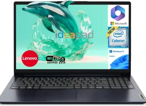 Lenovo IdeaPad 15.6 Inch Laptop Computer with 1-Yr Microsoft 365 • 12GB RAM • 1.6TB Total Storage (639GB Combined Onboard 1TB Cloud) • Intel Celeron • WiFi-6 • Blue • Copilot AI • Windows 11