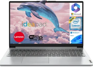 Lenovo IdeaPad 15.6 Inch Laptop Computer with 1-Yr Microsoft 365 • 8GB RAM • 1.2TB Total Storage (256GB Combined Onboard 1TB Cloud) • Intel Celeron • WiFi-6 • 11HR Battery • Copilot AI • Windows 11
