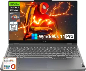 Lenovo Legion Slim 5 Gaming Laptop, AMD R7-7840HS Up to 5.1 GHz, 32 GB LPDDR5 RAM, 2 TB SSD, GeForce RTX 4060, 15.6" 144Hz FHD, Backlit Keyboard, Windows 11 Pro & Microsoft Office Lifetime License