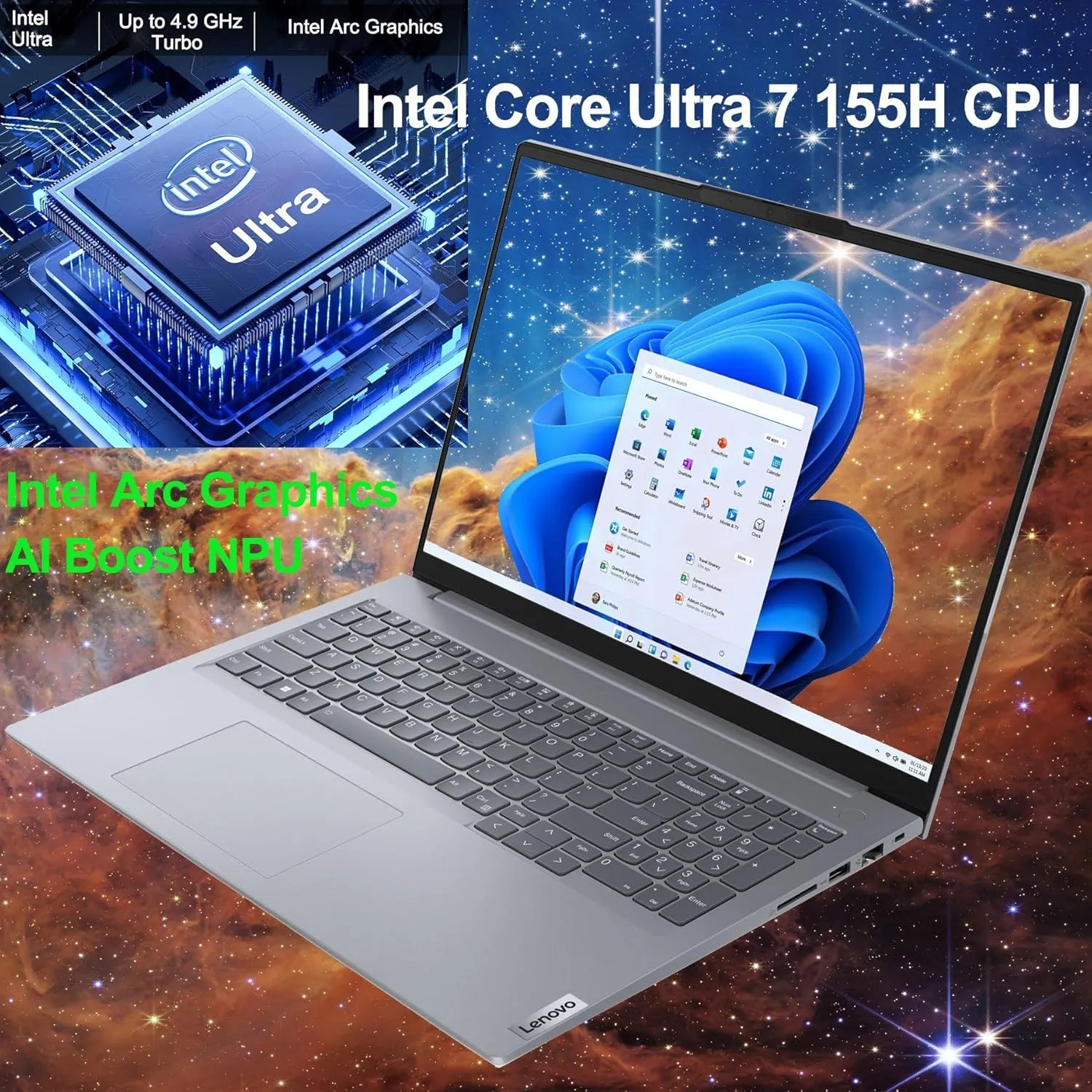 Lenovo ThinkBook 16 G7 16" FHD  Business Laptop Computer, Intel 16-Core Ultra 7 155H (Beat i7-13705H), Arc Graphics, 32GB DDR5 RAM, 1TB PCIe SSD, WiFi 6E, Backlit Keyboard, Windows 11 Pro, AZ-XUT