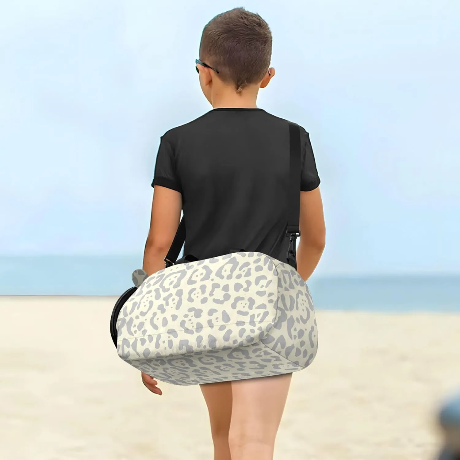 Leopard Fur Duffel Gym Bags with Shoes Compartment Lightweight Travel Duffel Bag for Travel, Sports, Fitness & Workout