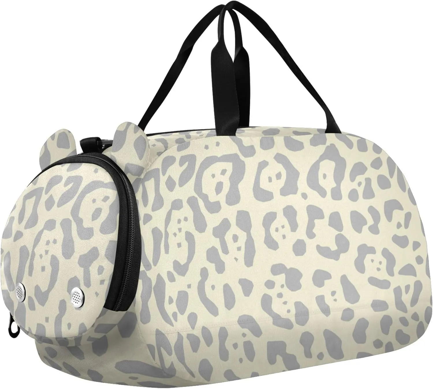 Leopard Fur Duffel Gym Bags with Shoes Compartment Lightweight Travel Duffel Bag for Travel, Sports, Fitness & Workout