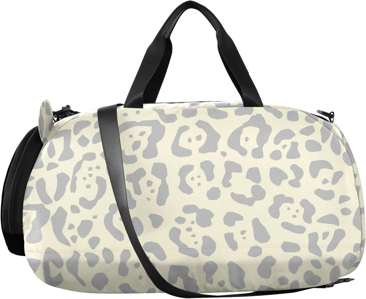 Leopard Fur Duffel Gym Bags with Shoes Compartment Lightweight Travel Duffel Bag for Travel, Sports, Fitness & Workout