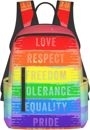 LGBT Gay Love Respect Freedom Tolerange Equality Pride Travel Laptop Backpack Casual Backpacks Double Shoulder Daypack Notebook Rucksack Work Bags Sports Bag for Gym Hiking Camping Beach