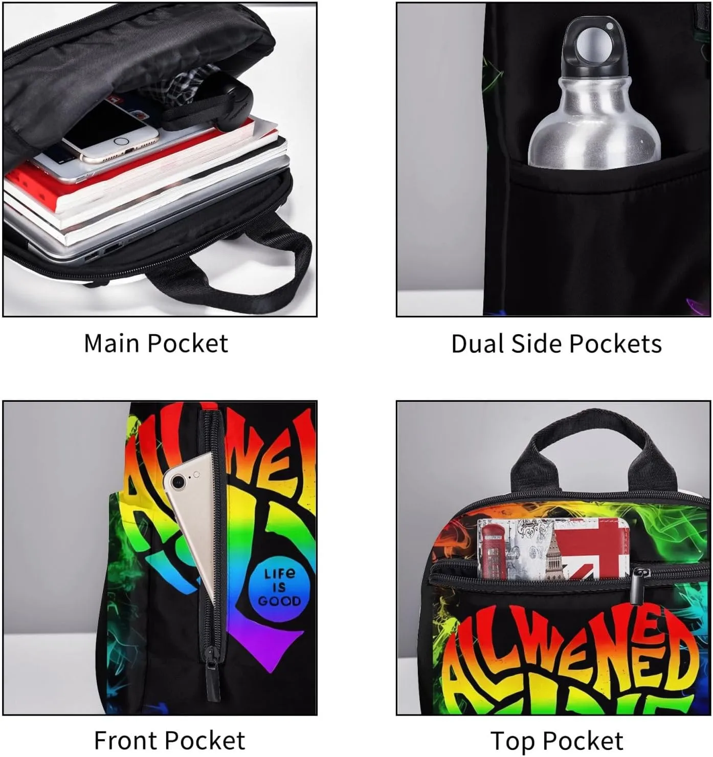 LGBT Rainbow All We Need Is Love Life is Soo Good Travel Laptop Backpack Casual Backpacks Double Shoulder Daypack Notebook Rucksack Work Bags Sports Bag for Hiking Camping Beach