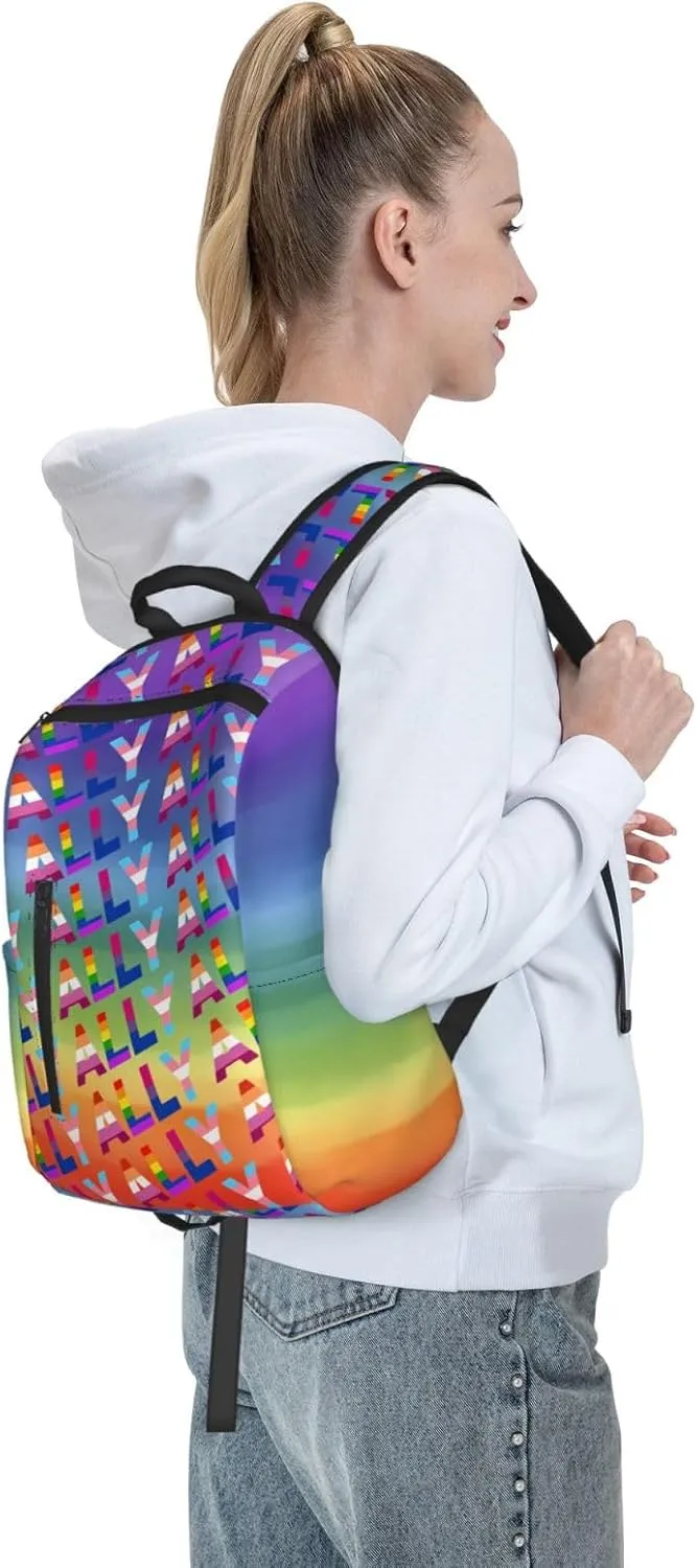 LGBT Rainbow Gay Pride Ally Travel Laptop Backpack Casual Backpacks Double Shoulder Daypack Notebook Rucksack Work Bags Sports Bag for Gym Hiking Camping Beach