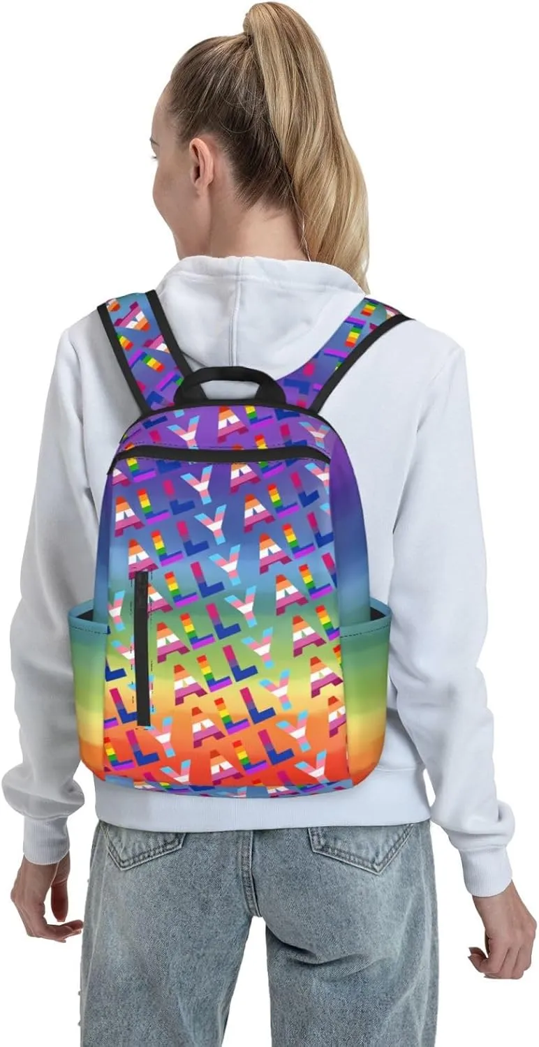LGBT Rainbow Gay Pride Ally Travel Laptop Backpack Casual Backpacks Double Shoulder Daypack Notebook Rucksack Work Bags Sports Bag for Gym Hiking Camping Beach