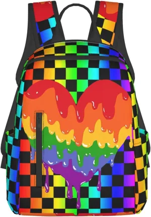 LGBT Rainbow Gay Pride Graffiti Love Heart Travel Laptop Backpack Casual Backpacks Double Shoulder Daypack Notebook Rucksack Work Bags Sports Bag for Hiking Camping Beach
