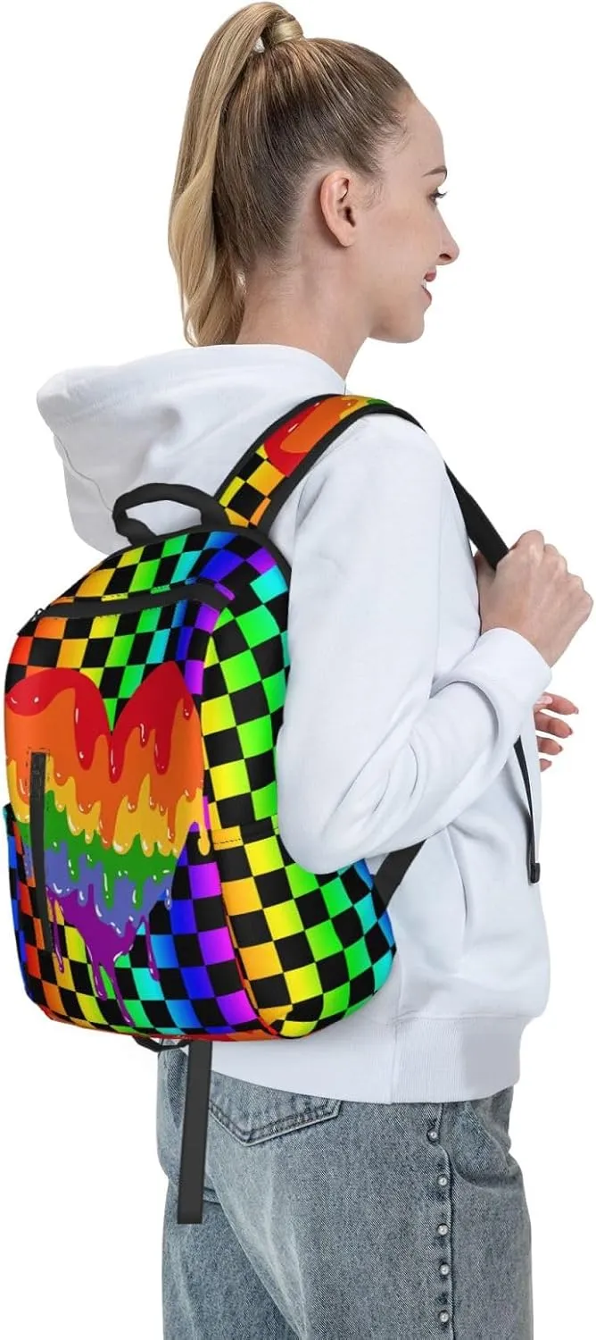 LGBT Rainbow Gay Pride Graffiti Love Heart Travel Laptop Backpack Casual Backpacks Double Shoulder Daypack Notebook Rucksack Work Bags Sports Bag for Hiking Camping Beach
