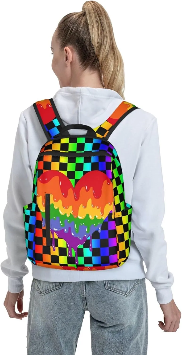 LGBT Rainbow Gay Pride Graffiti Love Heart Travel Laptop Backpack Casual Backpacks Double Shoulder Daypack Notebook Rucksack Work Bags Sports Bag for Hiking Camping Beach