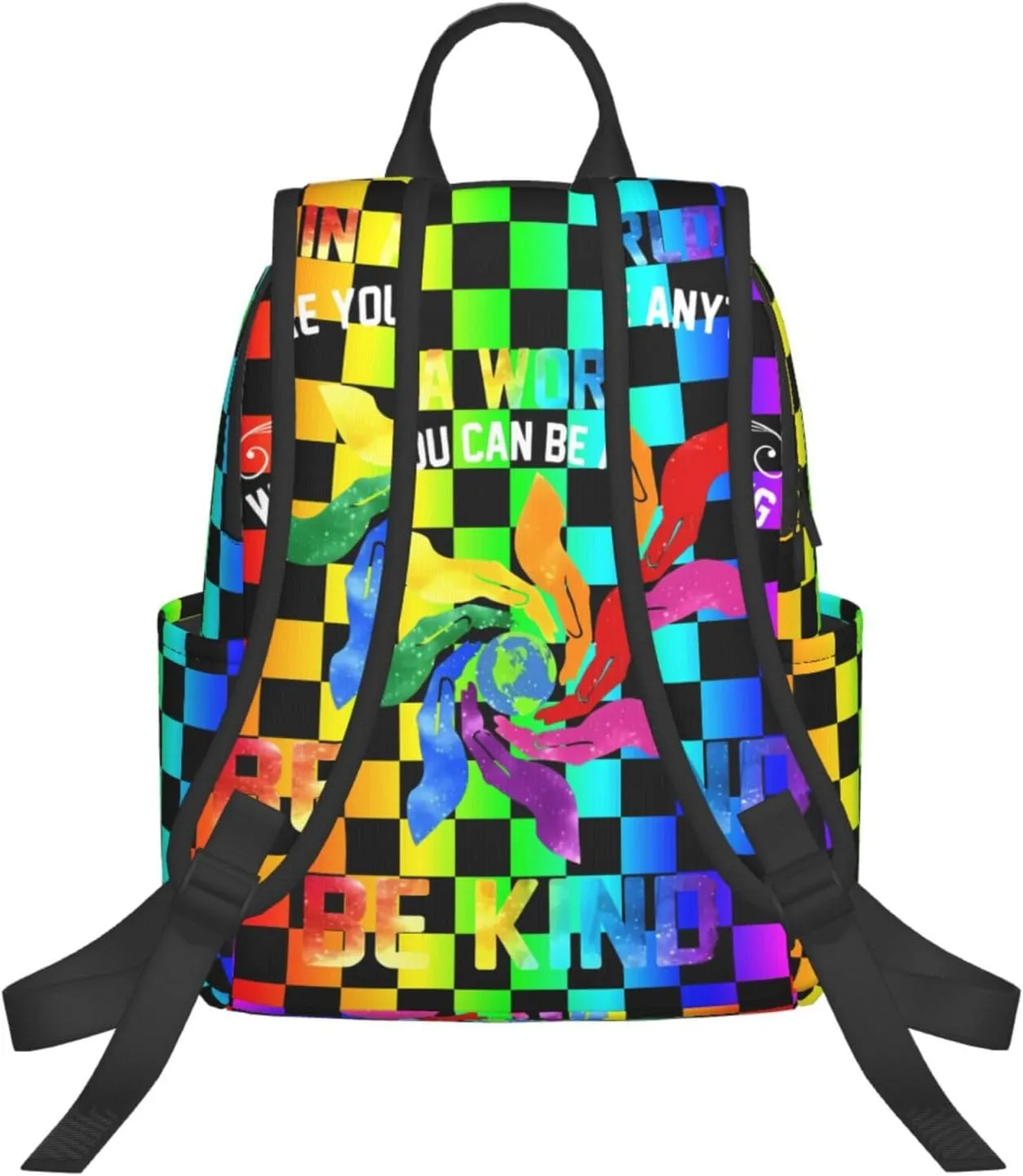 LGBT Rainbow Gay Pride In A World Be Kind Travel Laptop Backpack Casual Backpacks Double Shoulder Daypack Notebook Rucksack Work Bags Sports Bag for Hiking Camping Beach