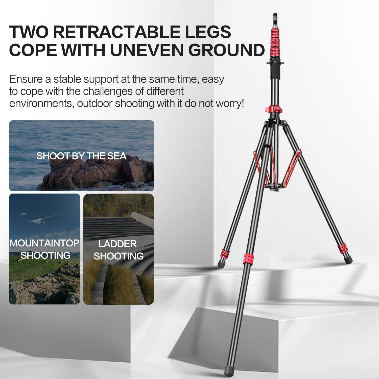 Light Stand Aluminum, Adjustable Tripod Stand for Photography, 260cm/102inch Studio Sturdy Tripod for Speedlite Flash Softbox Strobe Light Camera with Carrying Bag