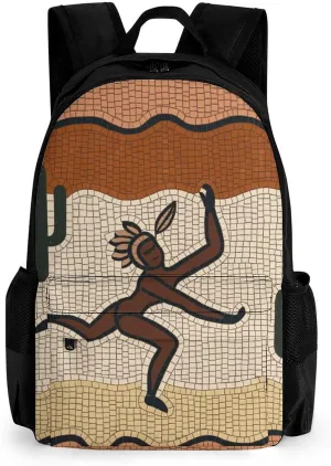 Lightweight Daypack for Camping Business Walking Cycling - Large Capacity Anti-Theft Multipurpose Bookbag, Kokopelli Southwest Desert Art Gym Outdoor Hiking Backpack