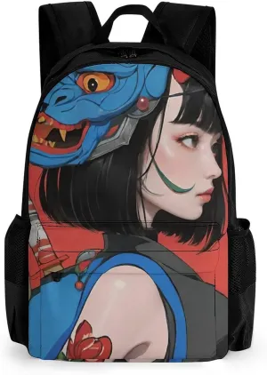 Lightweight Rucksacks for Camping Picnic Walking Cycling - Large Capacity Multipurpose Anti-Theft Carry On Bag, Japan Anime Cute Aesthetic Woman Warrior Art Travel Hiking & Camping Rucksack