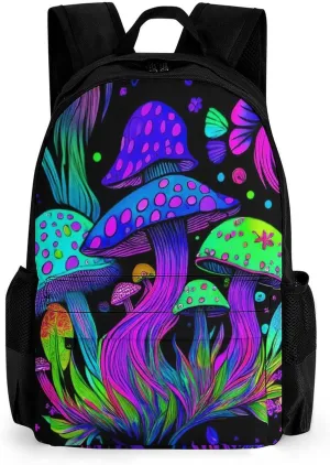 Lightweight Rucksacks for Camping Picnic Walking Cycling - Large Capacity Multipurpose Anti-Theft Carry On Bag, Psychedelic Mushroom Trippy Magic Art Travel Hiking & Camping Rucksack