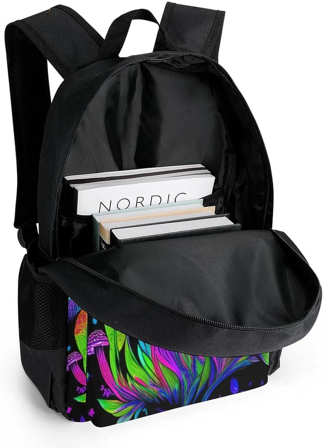 Lightweight Rucksacks for Camping Picnic Walking Cycling - Large Capacity Multipurpose Anti-Theft Carry On Bag, Psychedelic Mushroom Trippy Magic Art Travel Hiking & Camping Rucksack