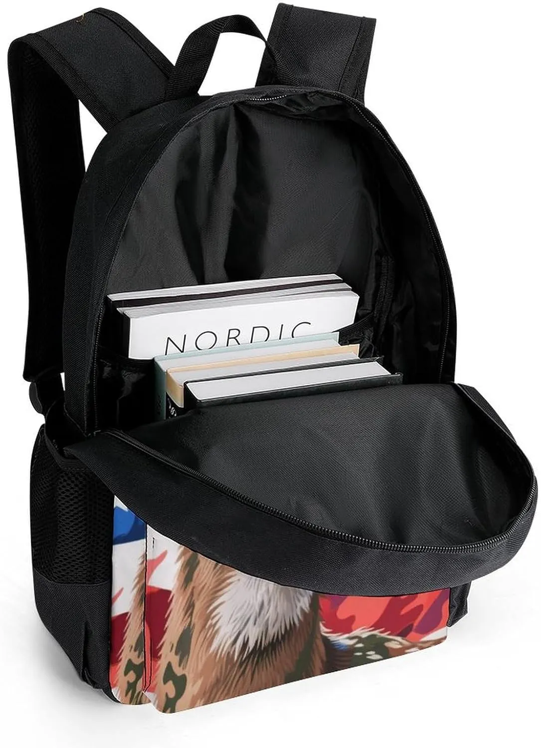 Lightweight Rucksacks for Climbing Outdoors Walking Cycling - Large Capacity Anti-Theft Multipurpose Carry On Bag, American Flag Camo Deer Camouflage Art Camping Outdoor Backpack