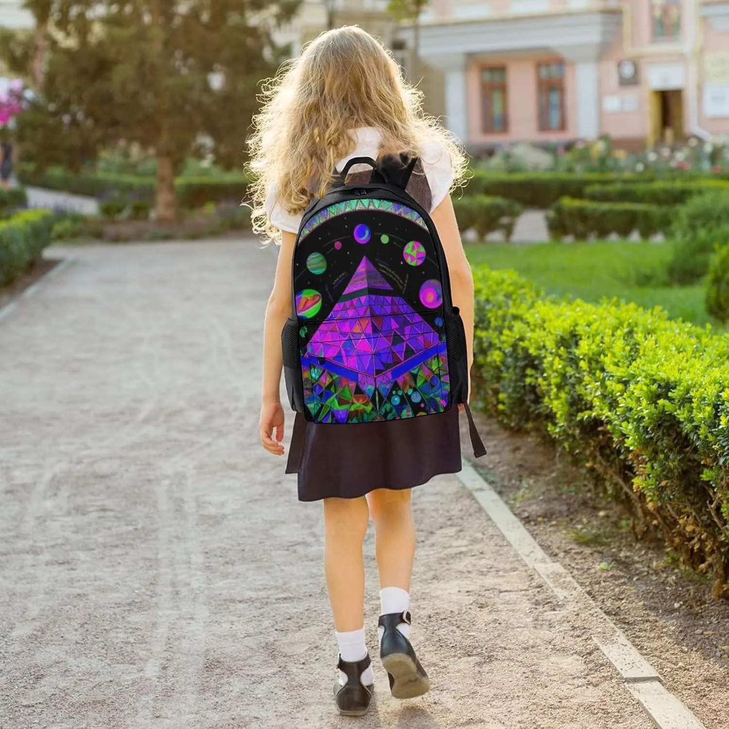 Lightweight Rucksacks for Climbing Outdoors Walking Cycling - Large Capacity Anti-Theft Multipurpose Carry On Bag, Psychedelic Pyramid Mushroom Planet Art Camping Outdoor Backpack