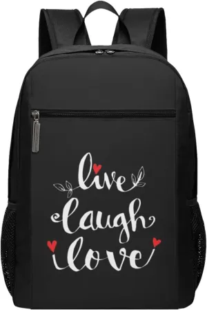 Live Laugh Love Travel Laptop Backpack, Business Anti Theft Slim Sturdy Laptops Backpacks, College Computer Bag Gift for Men & Women Fits 17 Inch Notebook,Black