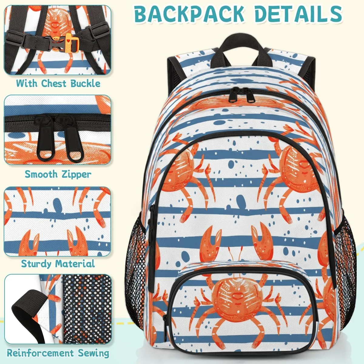 Lobsters Crab Laptop Backpack for Women Men, 18.3 Inch Large Computer Backpacks Fashion Teacher Nurse Bag Casual Daypack for Work Travel