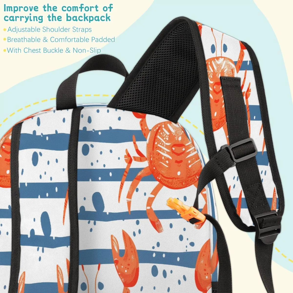 Lobsters Crab Laptop Backpack for Women Men, 18.3 Inch Large Computer Backpacks Fashion Teacher Nurse Bag Casual Daypack for Work Travel