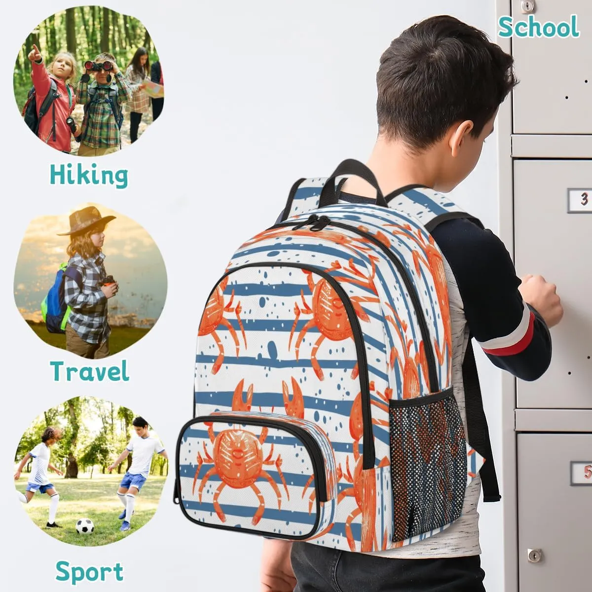 Lobsters Crab Laptop Backpack for Women Men, 18.3 Inch Large Computer Backpacks Fashion Teacher Nurse Bag Casual Daypack for Work Travel