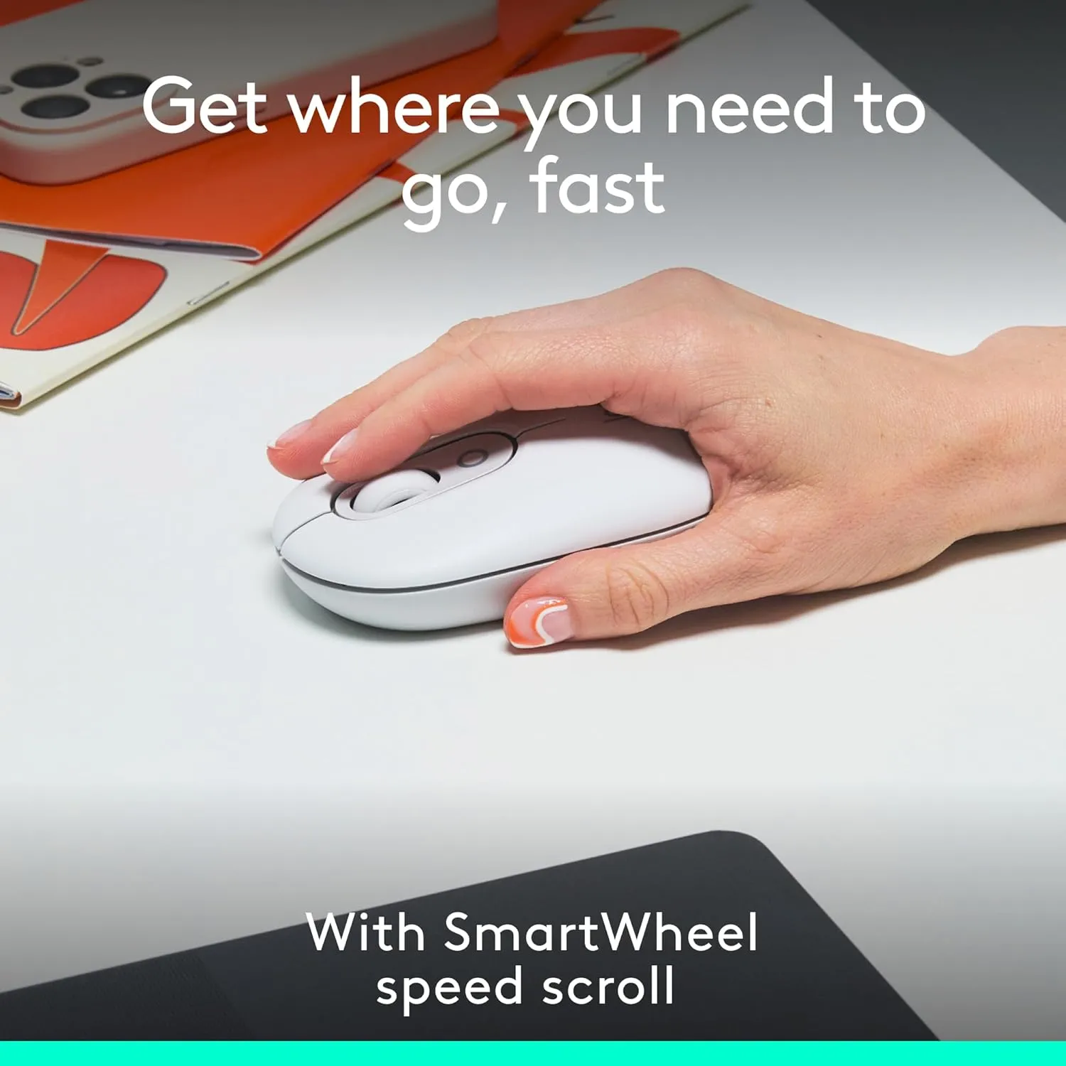 Logitech POP Mouse, Compact and Portable Wireless Bluetooth Mouse with Programmable Buttons and Quiet Clicks, Easy-Switch Between up to 3 Devices, Laptop, Tablet, PC - Off-White