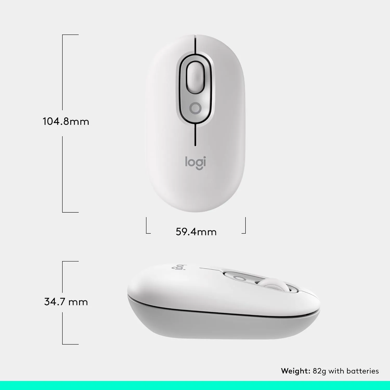 Logitech POP Mouse, Compact and Portable Wireless Bluetooth Mouse with Programmable Buttons and Quiet Clicks, Easy-Switch Between up to 3 Devices, Laptop, Tablet, PC - Off-White