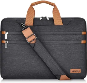 LONMEN 15.6 Inch Laptop Shoulder Bag,Computer Sleeve Carrying Case for Lenovo 15.6" Ideapad 330/15.6" HP EliteBook 850 G3 / Dell New Latitude 3590 Chromebook Ultrabook (Black)