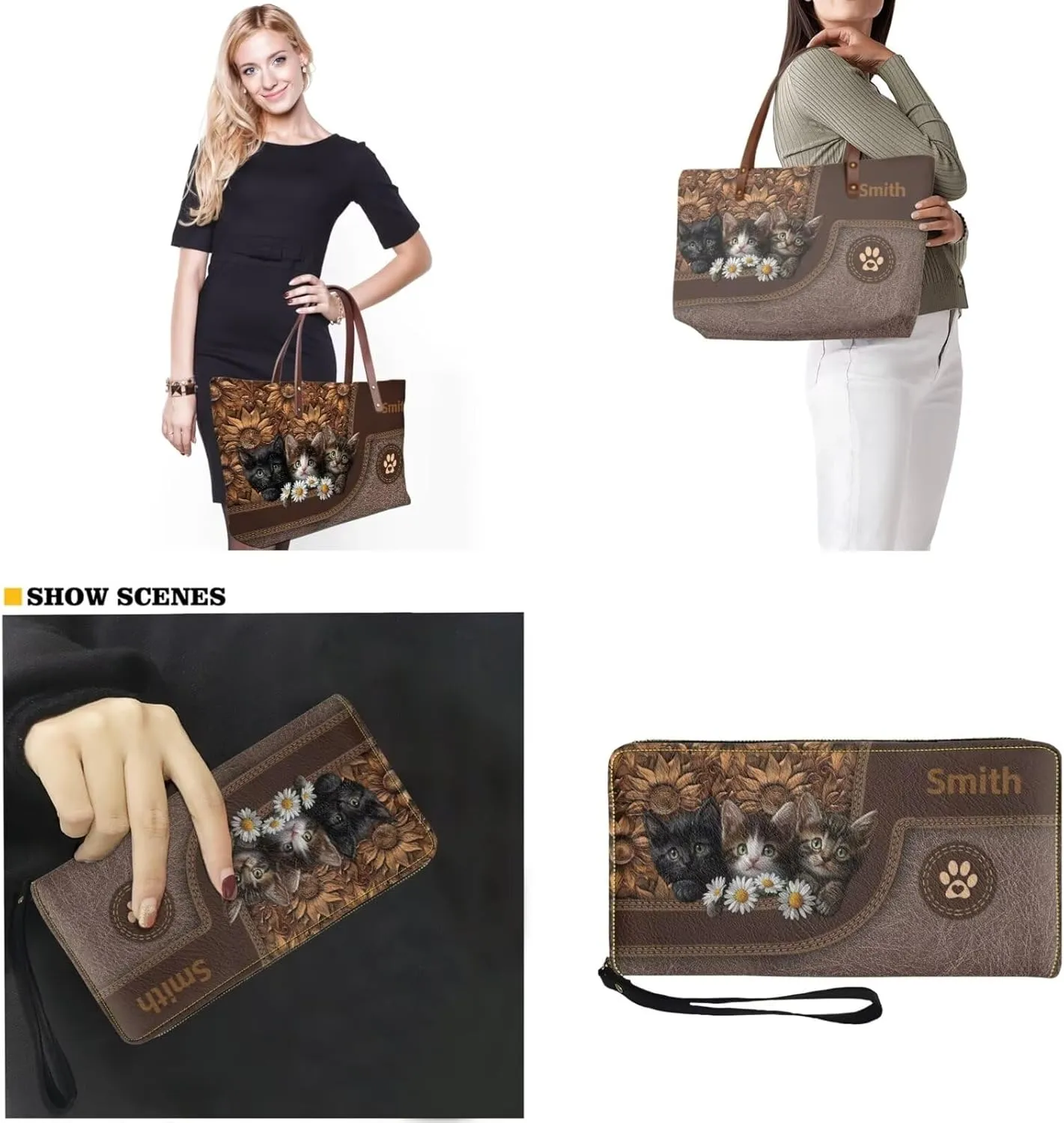 Lotusorchid Custom Top Handle Bags for Women, Personalized Satchel Handbag Tote Shoulder Bag with Matching Wallet for Women