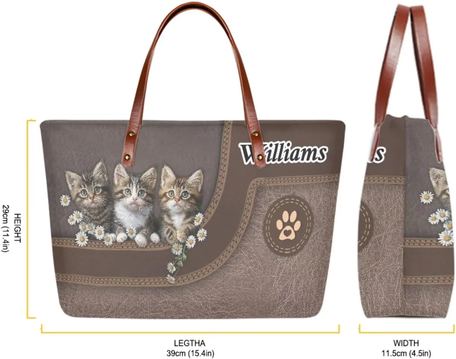 Lotusorchid Custom Tote Bag Name, Top Handle Handbag Satchel Shoulder Bag with Leather Wallet Cosmetic Bag for Women