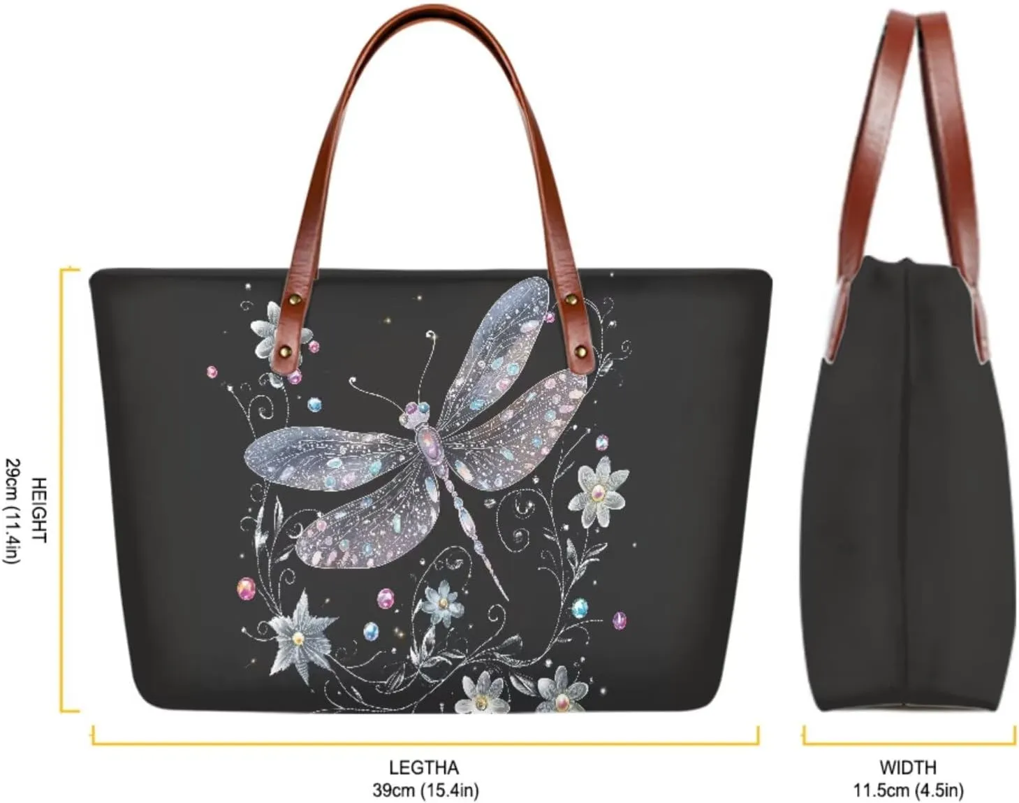 Lotusorchid Top Handle Bag Purse and Wallet Set Large Tote Handbag Satchel Purse with Leather Cosmetic Bag for Women