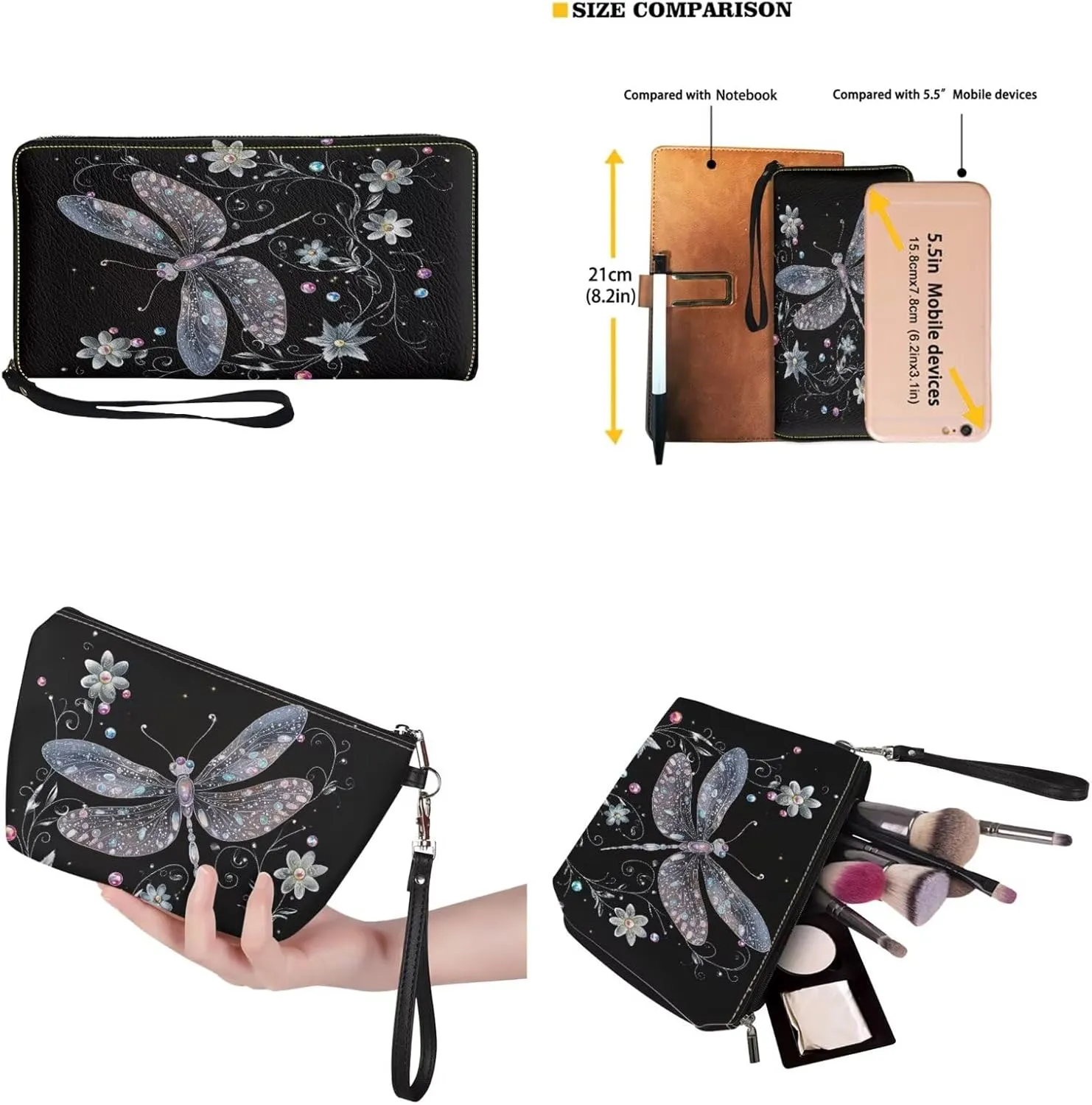 Lotusorchid Top Handle Bag Purse and Wallet Set Large Tote Handbag Satchel Purse with Leather Cosmetic Bag for Women