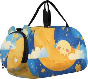 Lovely Goodnight Moon Youth Sports Duffel Bag with Ventilated Shoe Compartment|All-Season Lightweight Travel Gym Bag for Girls & Boys|Water-Resistant Gear Bag
