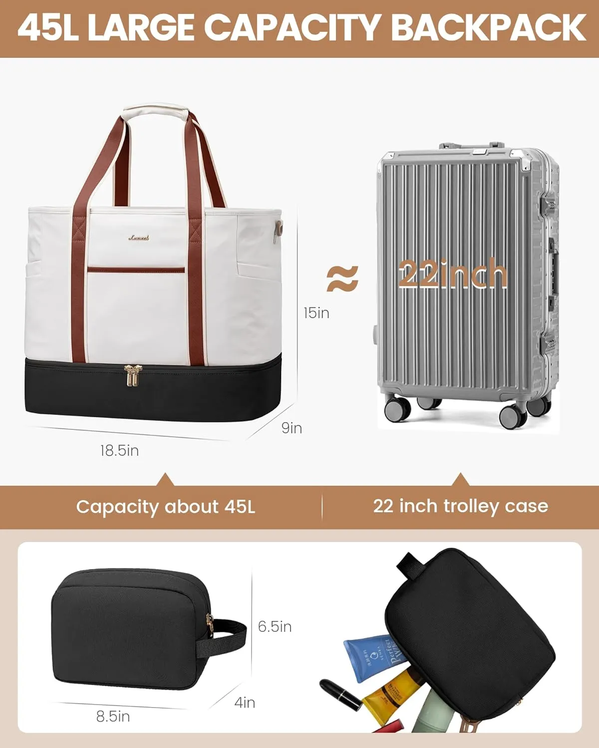 LOVEVOOK Travel Duffle Bags for Women, 45L carry on weekender bags, personal item travel bag with Toiletry, hospital for women labor delivery overnight bag, gym bag for women