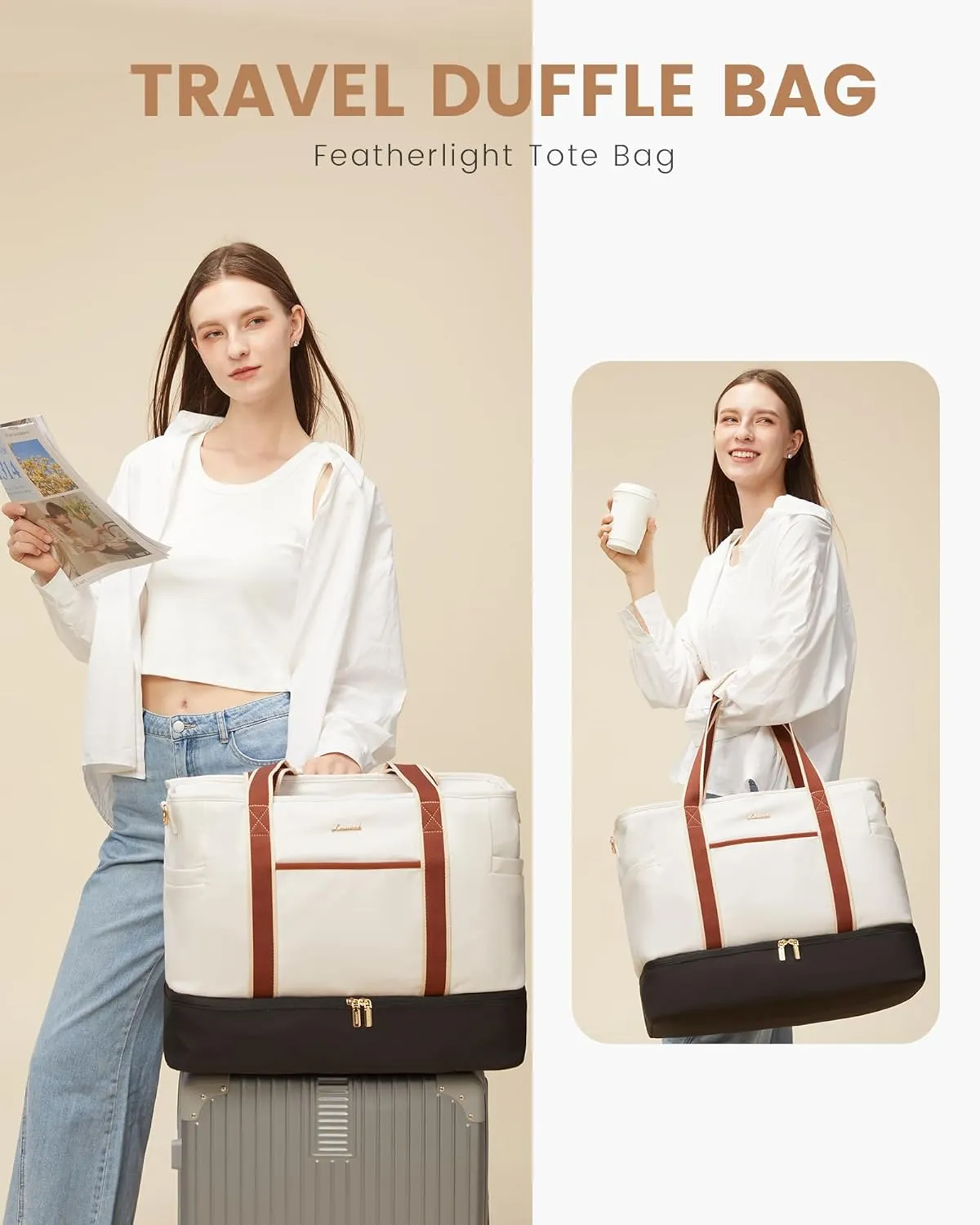 LOVEVOOK Travel Duffle Bags for Women, 45L carry on weekender bags, personal item travel bag with Toiletry, hospital for women labor delivery overnight bag, gym bag for women
