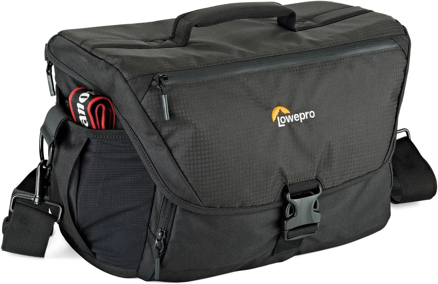 Lowepro LP37142, Nova 200 AW II Messenger Case, Camera Bag, Customizable, Portable, Fits 1-2 Pro DSLR with attached 24-105mm, Compact Drone, 3-5 Additional Lenses, Flash, Black