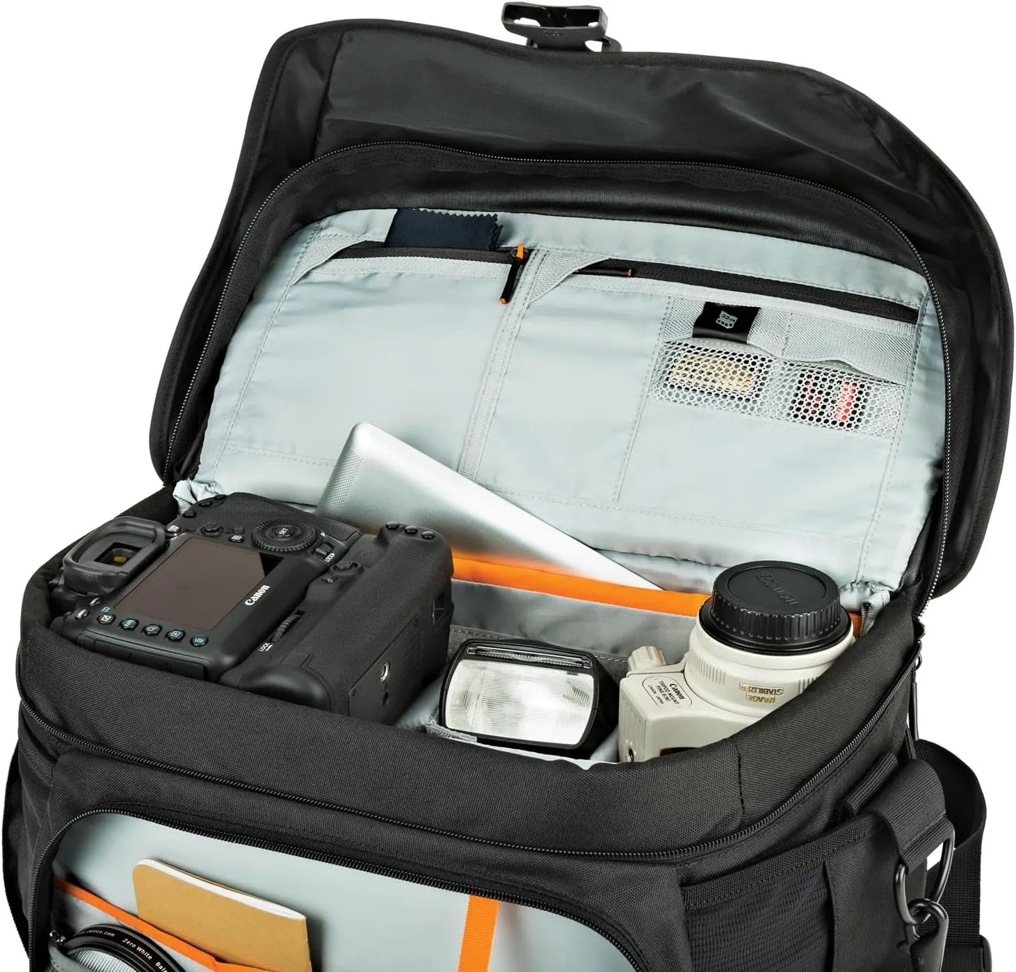 Lowepro LP37142, Nova 200 AW II Messenger Case, Camera Bag, Customizable, Portable, Fits 1-2 Pro DSLR with attached 24-105mm, Compact Drone, 3-5 Additional Lenses, Flash, Black